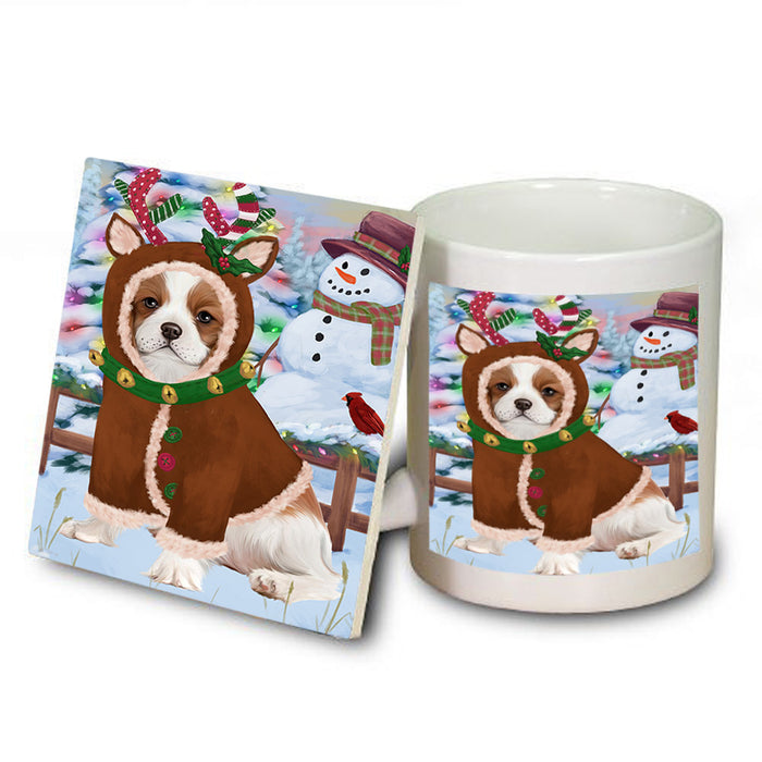 Christmas Gingerbread House Candyfest Cavalier King Charles Spaniel Dog Mug and Coaster Set MUC56287