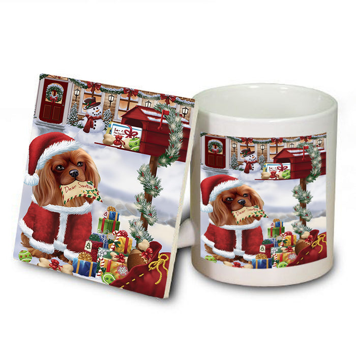 Cavalier King Charles Spaniel Dog Dear Santa Letter Christmas Holiday Mailbox Mug and Coaster Set MUC53877