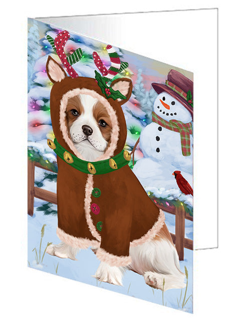 Christmas Gingerbread House Candyfest Cavalier King Charles Spaniel Dog Handmade Artwork Assorted Pets Greeting Cards and Note Cards with Envelopes for All Occasions and Holiday Seasons GCD73400