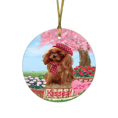 Rosie 25 Cent Kisses Cavalier King Charles Spaniel Dog Round Flat Christmas Ornament RFPOR56788