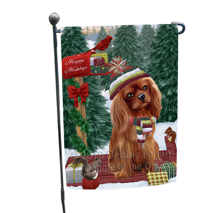 Merry Christmas Woodland Sled Cavalier King Charles Spaniel Dog Garden Flag GFLG55180