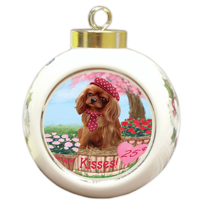Rosie 25 Cent Kisses Cavalier King Charles Spaniel Dog Round Ball Christmas Ornament RBPOR56788