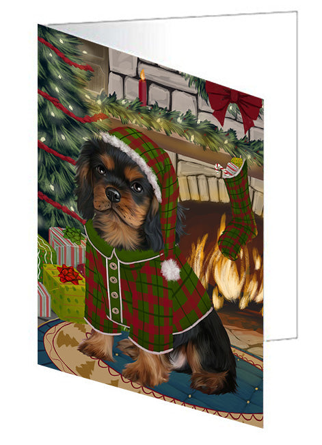 The Stocking was Hung Brittany Spaniel Dog Handmade Artwork Assorted Pets Greeting Cards and Note Cards with Envelopes for All Occasions and Holiday Seasons GCD70253