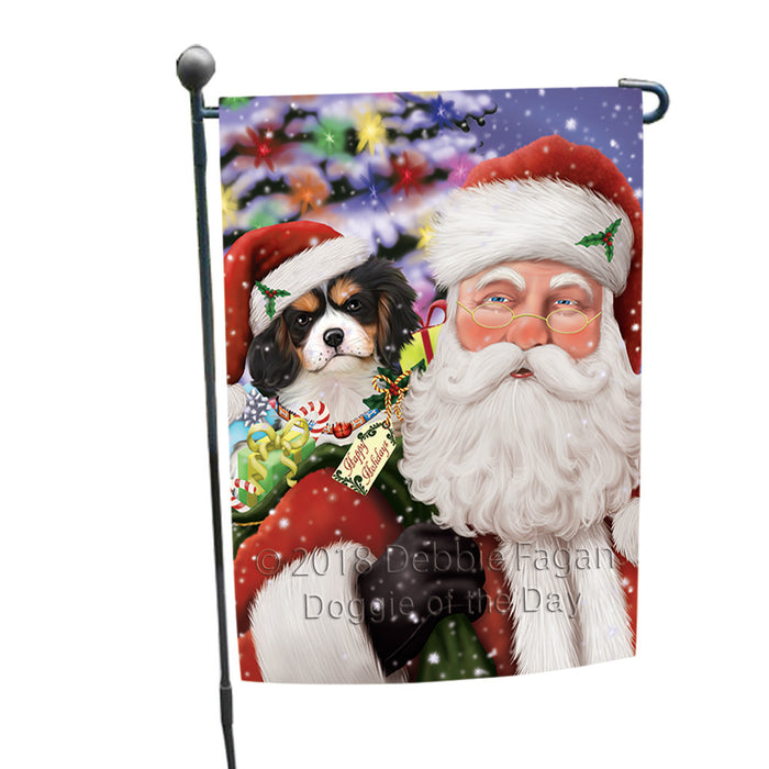 Santa Carrying Cavalier King Charles Spaniel Dog and Christmas Presents Garden Flag GFLG54037