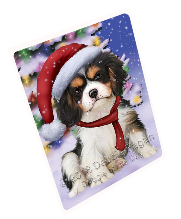 Winterland Wonderland Cavalier King Charles Spaniel Dog In Christmas Holiday Scenic Background  Blanket BLNKT97734