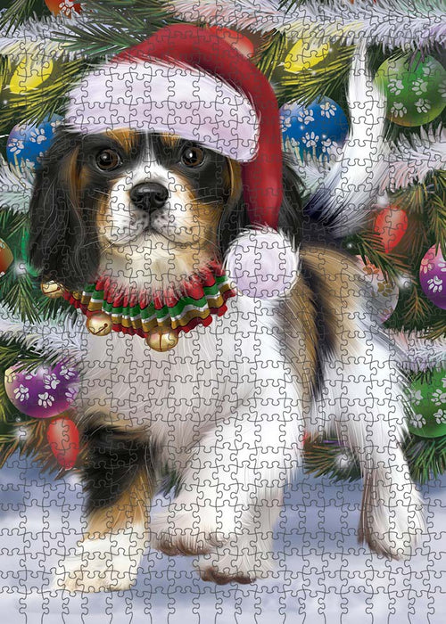 Trotting in the Snow Cavalier King Charles Spaniel Dog Puzzle with Photo Tin PUZL89924