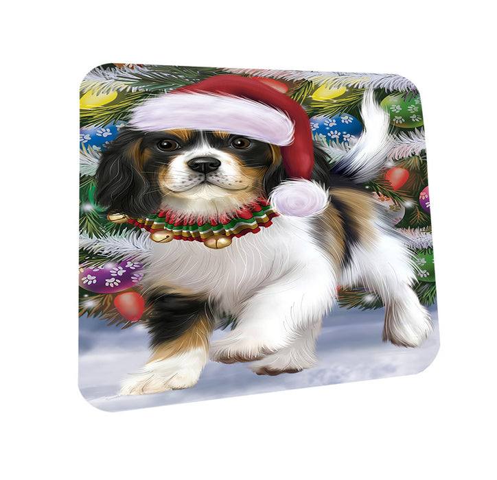 Trotting in the Snow Cavalier King Charles Spaniel Dog Coasters Set of 4 CST55388