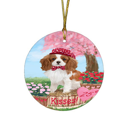 Rosie 25 Cent Kisses Cavalier King Charles Spaniel Dog Round Flat Christmas Ornament RFPOR56789