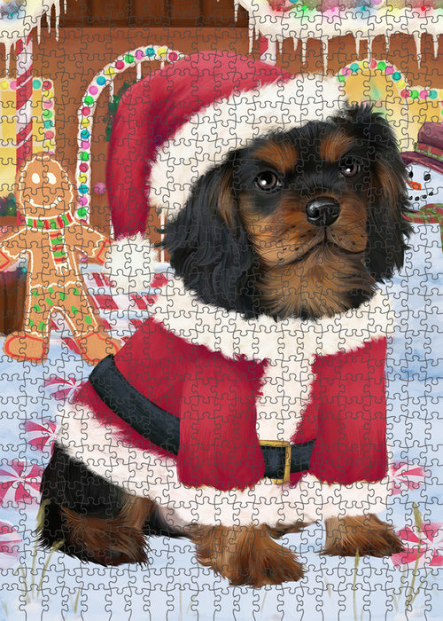 Christmas Gingerbread House Candyfest Cavalier King Charles Spaniel Dog Puzzle with Photo Tin PUZL93384