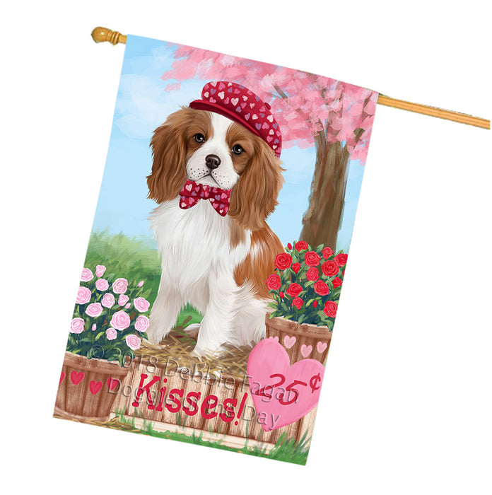 Rosie 25 Cent Kisses Cavalier King Charles Spaniel Dog House Flag FLG57117