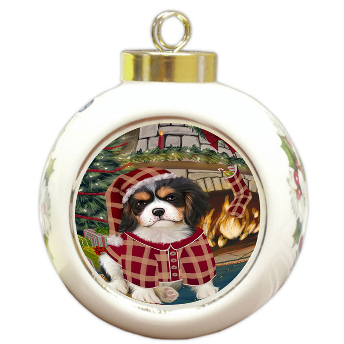 The Stocking was Hung Cavalier King Charles Spaniel Dog Round Ball Christmas Ornament RBPOR55622