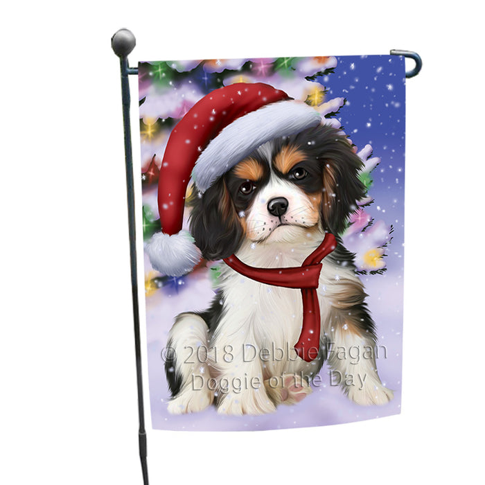 Winterland Wonderland Cavalier King Charles Spaniel Dog In Christmas Holiday Scenic Background  Garden Flag GFLG53439