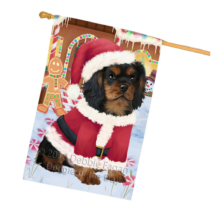 Christmas Gingerbread House Candyfest Cavalier King Charles Spaniel Dog House Flag FLG56980