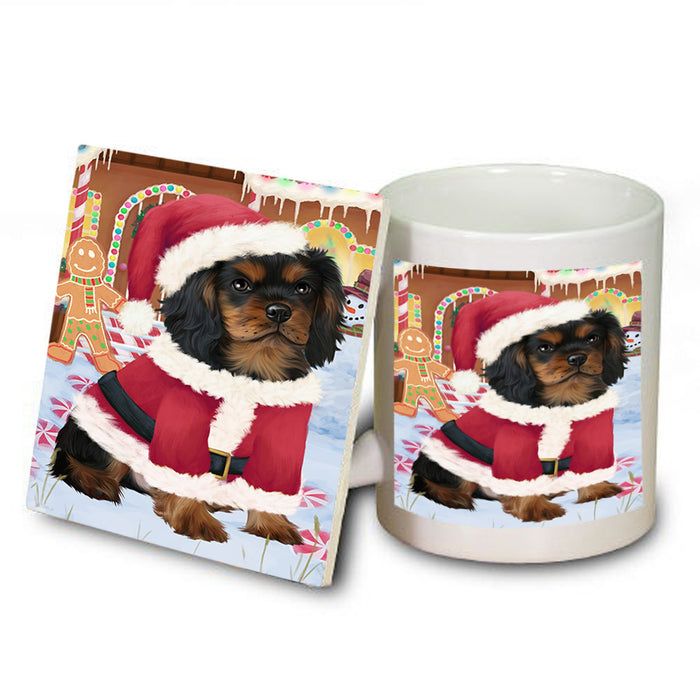 Christmas Gingerbread House Candyfest Cavalier King Charles Spaniel Dog Mug and Coaster Set MUC56288