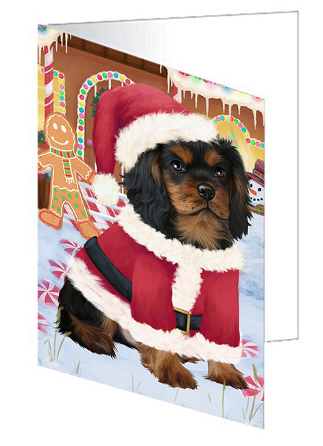 Christmas Gingerbread House Candyfest Cavalier King Charles Spaniel Dog Handmade Artwork Assorted Pets Greeting Cards and Note Cards with Envelopes for All Occasions and Holiday Seasons GCD73403