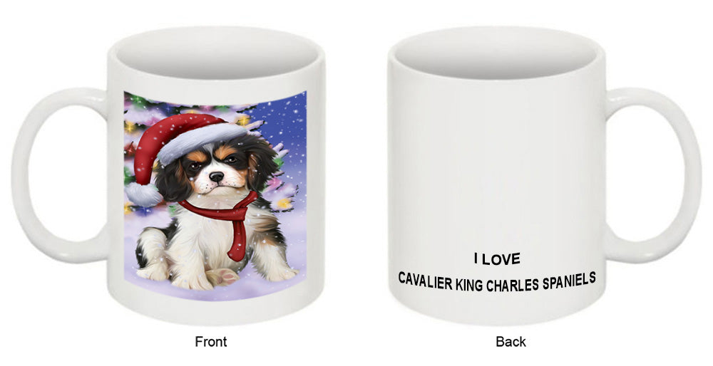 Winterland Wonderland Cavalier King Charles Spaniel Dog In Christmas Holiday Scenic Background  Coffee Mug MUG48775