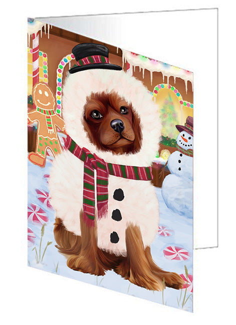 Christmas Gingerbread House Candyfest Cavalier King Charles Spaniel Dog Handmade Artwork Assorted Pets Greeting Cards and Note Cards with Envelopes for All Occasions and Holiday Seasons GCD73406
