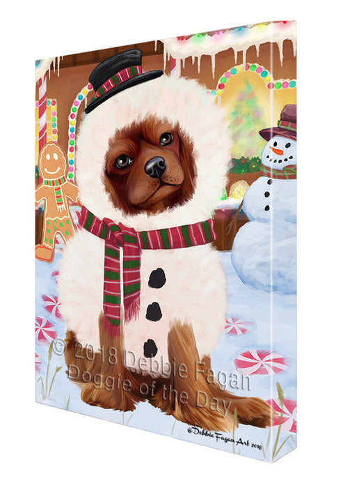 Christmas Gingerbread House Candyfest Cavalier King Charles Spaniel Dog Canvas Print Wall Art Décor CVS128897
