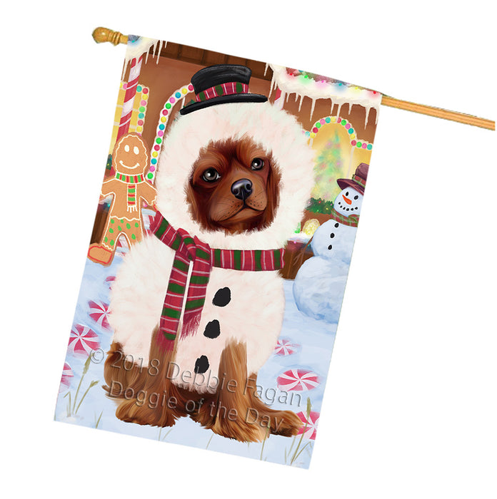 Christmas Gingerbread House Candyfest Cavalier King Charles Spaniel Dog House Flag FLG56981