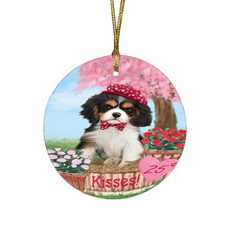 Rosie 25 Cent Kisses Cavalier King Charles Spaniel Dog Round Flat Christmas Ornament RFPOR56790
