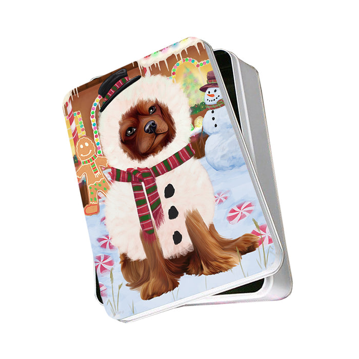 Christmas Gingerbread House Candyfest Cavalier King Charles Spaniel Dog Photo Storage Tin PITN56240