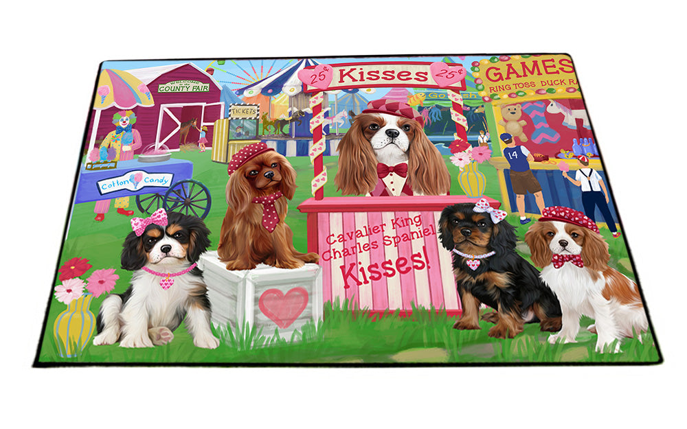 Carnival Kissing Booth Cavalier King Charles Spaniels Dog Floormat FLMS53181