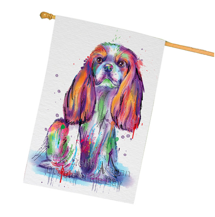 Watercolor Cavalier King Charles Spaniel Dog House Flag FLG65103