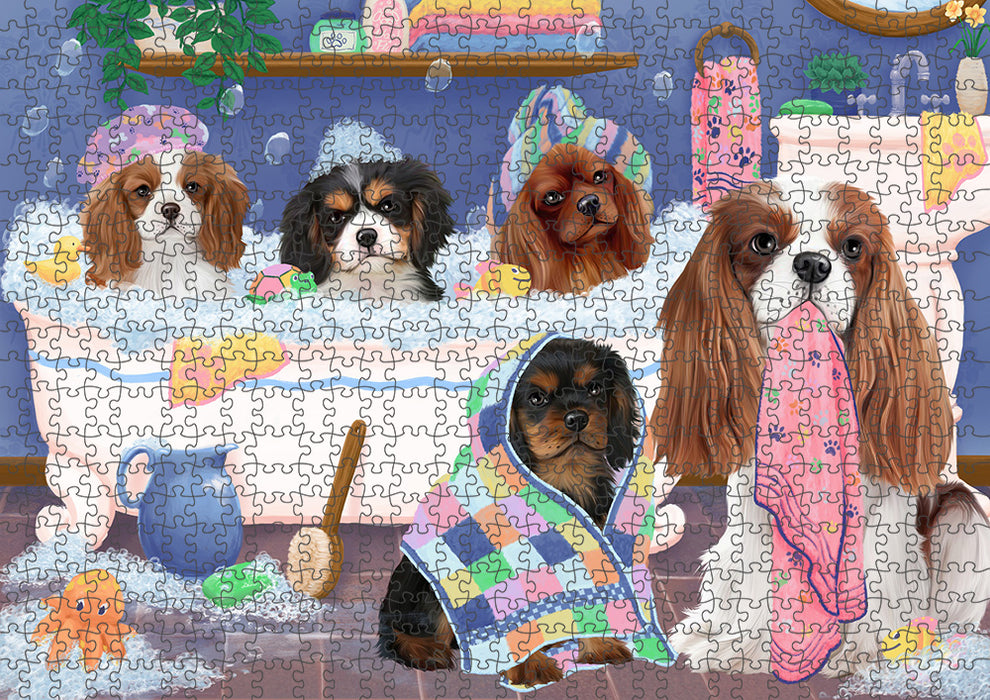 Rub A Dub Dogs In A Tub Cavalier King Charles Spaniels Dog Puzzle with Photo Tin PUZL95312