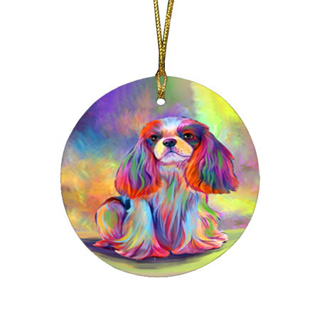 Paradise Wave Cavalier King Charles Spaniel Dog Round Flat Christmas Ornament RFPOR57056