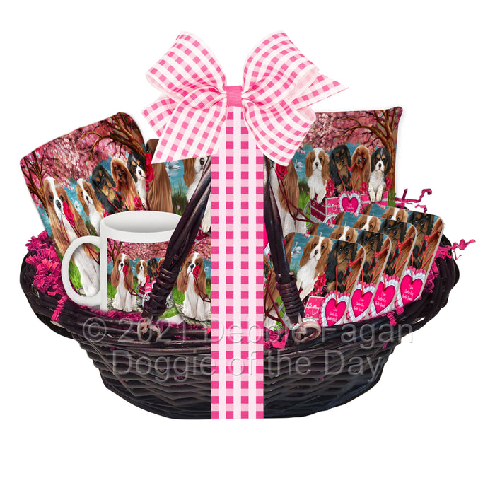 Mother's Day Gift Basket Cavalier King Charles Spaniel Dogs Blanket, Pillow, Coasters, Magnet, Coffee Mug and Ornament