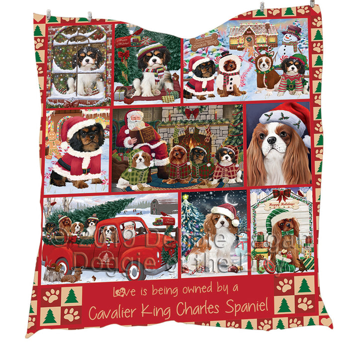Love is Being Owned Christmas Cavalier King Charles Spaniel Dogs Quilt