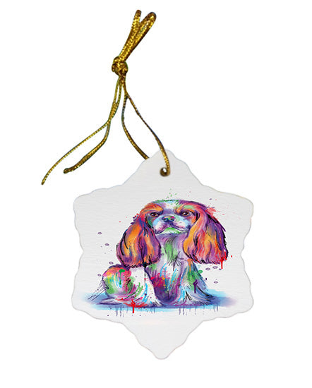 Watercolor Cavalier King Charles Spaniel Dog Star Porcelain Ornament SPOR57374