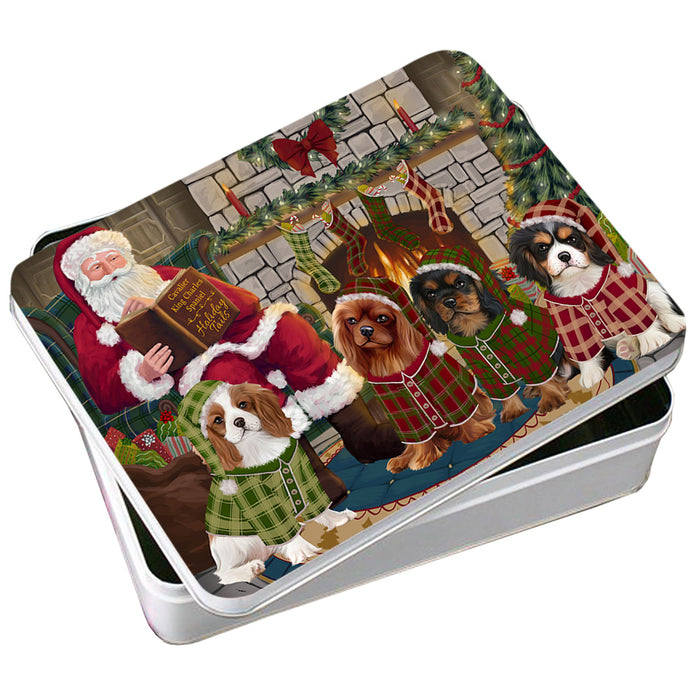Christmas Cozy Holiday Tails Cavalier King Charles Spaniels Dog Photo Storage Tin PITN55057