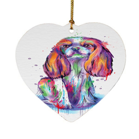 Watercolor Cavalier King Charles Spaniel Dog Heart Christmas Ornament HPOR57374