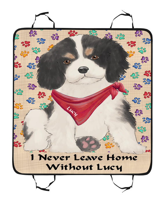 Personalized I Never Leave Home Paw Print Cavalier King Charles Spaniel Dogs Pet Back Car Seat Cover