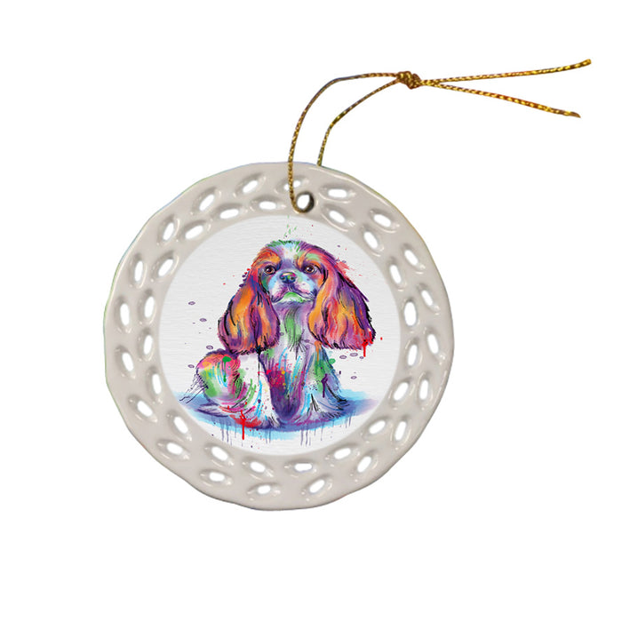Watercolor Cavalier King Charles Spaniel Dog Ceramic Doily Ornament DPOR57374