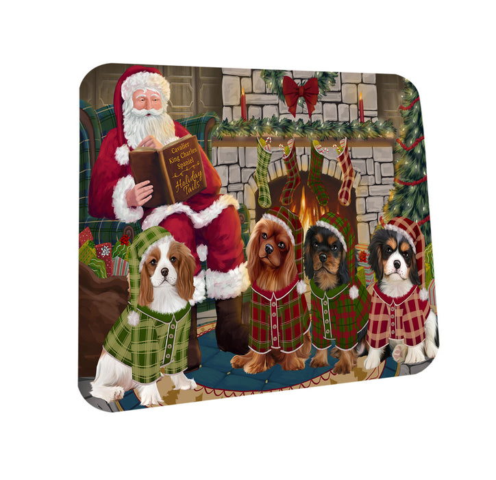 Christmas Cozy Holiday Tails Cavalier King Charles Spaniels Dog Coasters Set of 4 CST55072