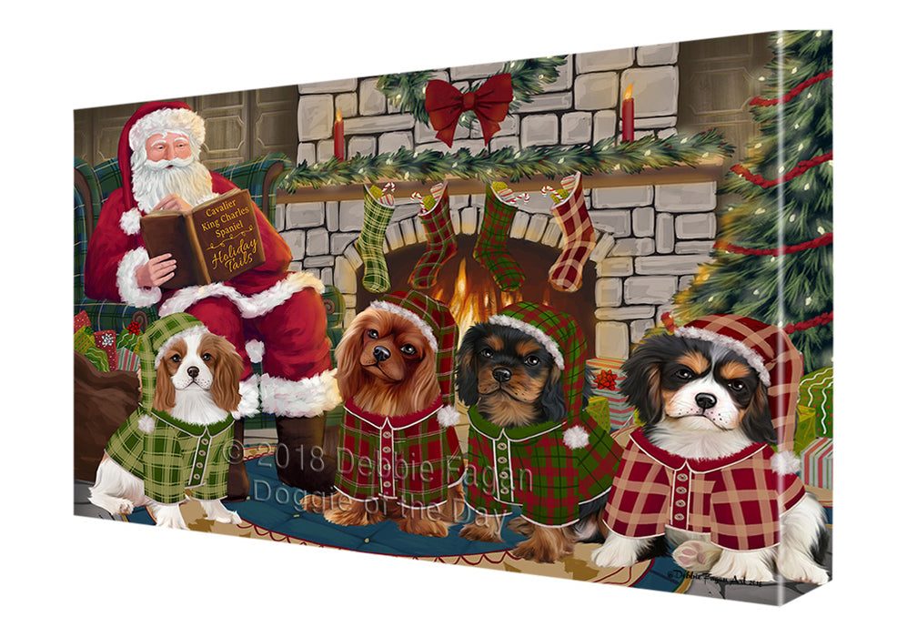 Christmas Cozy Holiday Tails Cavalier King Charles Spaniels Dog Canvas Print Wall Art Décor CVS115955