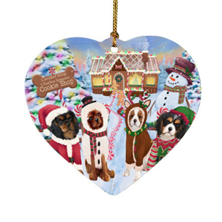 Holiday Gingerbread Cookie Shop Cavalier King Charles Spaniels Dog Heart Christmas Ornament HPOR56746