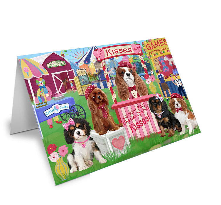 Carnival Kissing Booth Cavalier King Charles Spaniels Dog Handmade Artwork Assorted Pets Greeting Cards and Note Cards with Envelopes for All Occasions and Holiday Seasons GCD73367