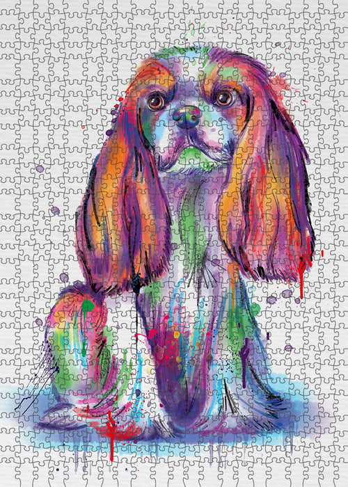 Watercolor Cavalier King Charles Spaniel Dog Puzzle with Photo Tin PUZL97124