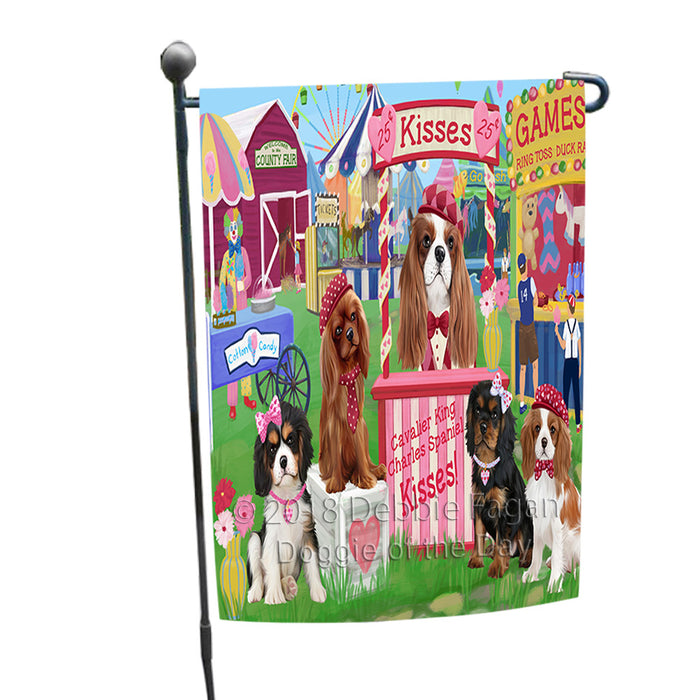 Carnival Kissing Booth Cavalier King Charles Spaniels Dog Garden Flag GFLG56832
