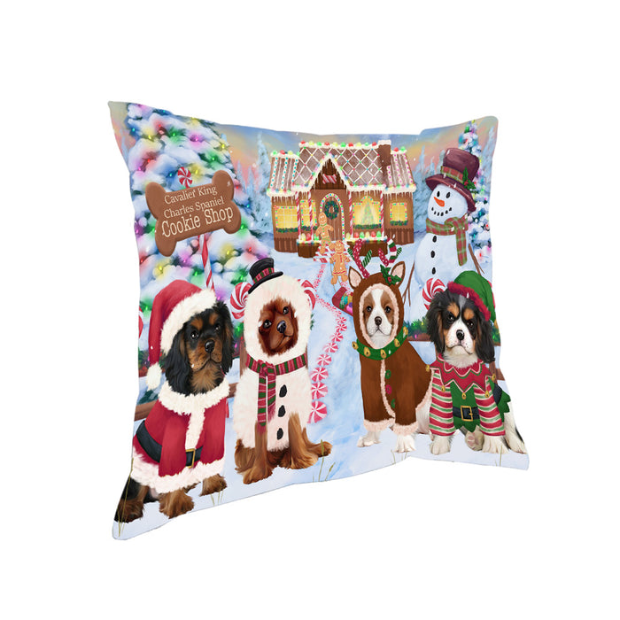 Holiday Gingerbread Cookie Shop Cavalier King Charles Spaniels Dog Pillow PIL79852