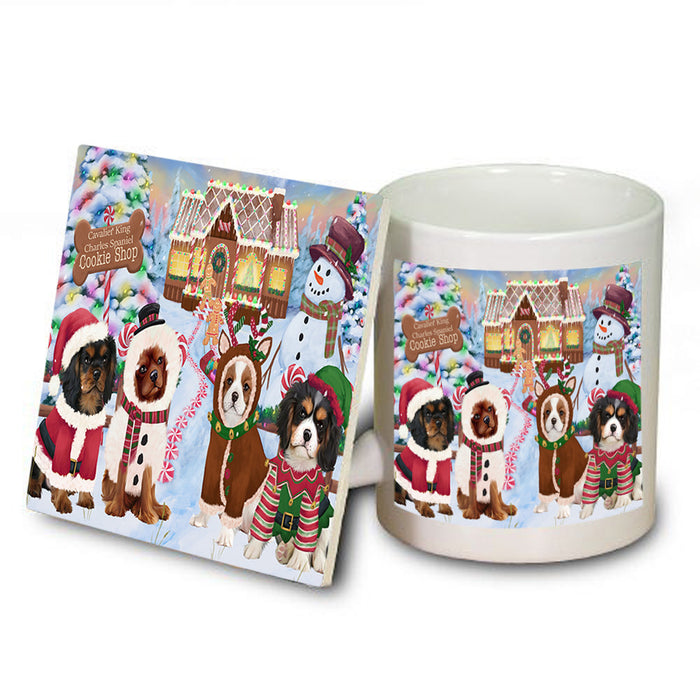 Holiday Gingerbread Cookie Shop Cavalier King Charles Spaniels Dog Mug and Coaster Set MUC56382