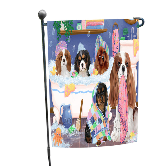 Rub A Dub Dogs In A Tub Cavalier King Charles Spaniels Dog Garden Flag GFLG57406