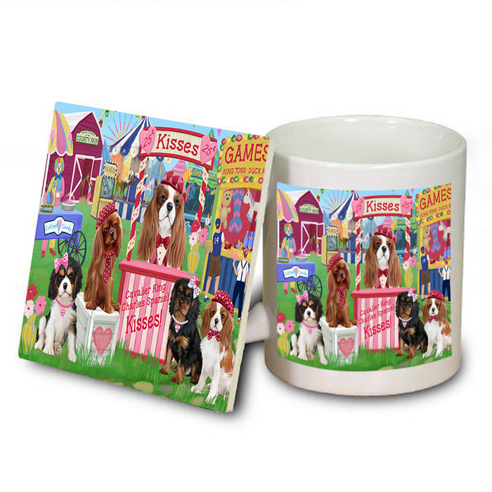 Carnival Kissing Booth Cavalier King Charles Spaniels Dog Mug and Coaster Set MUC56276