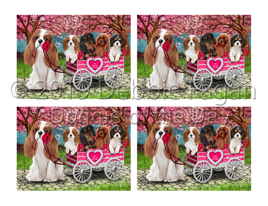 I Love Cavalier King Charles Spaniel Dogs in a Cart Placemat