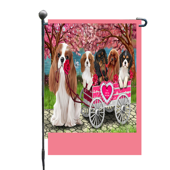 Personalized I Love Cavalier King Charles Spaniel Dogs in a Cart Custom Garden Flags GFLG-DOTD-A62143