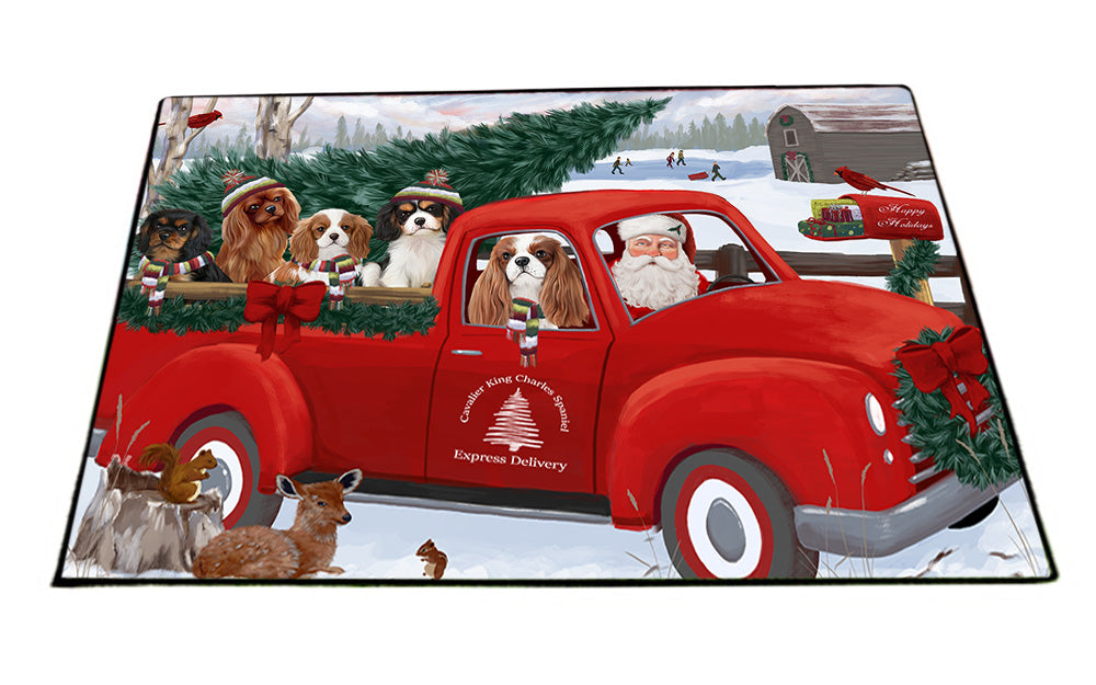 Christmas Santa Express Delivery Cavalier King Charles Spaniels Dog Family Floormat FLMS52362