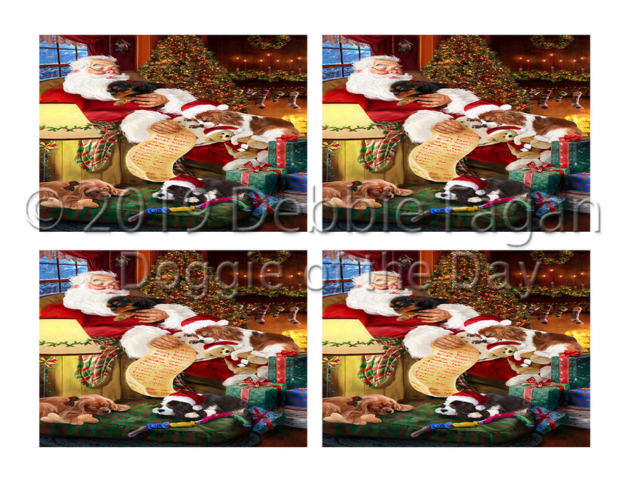 Santa Sleeping with Cavalier King Charles Spaniel Dogs Placemat